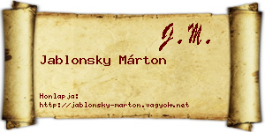 Jablonsky Márton névjegykártya
