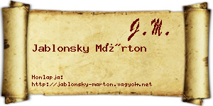 Jablonsky Márton névjegykártya